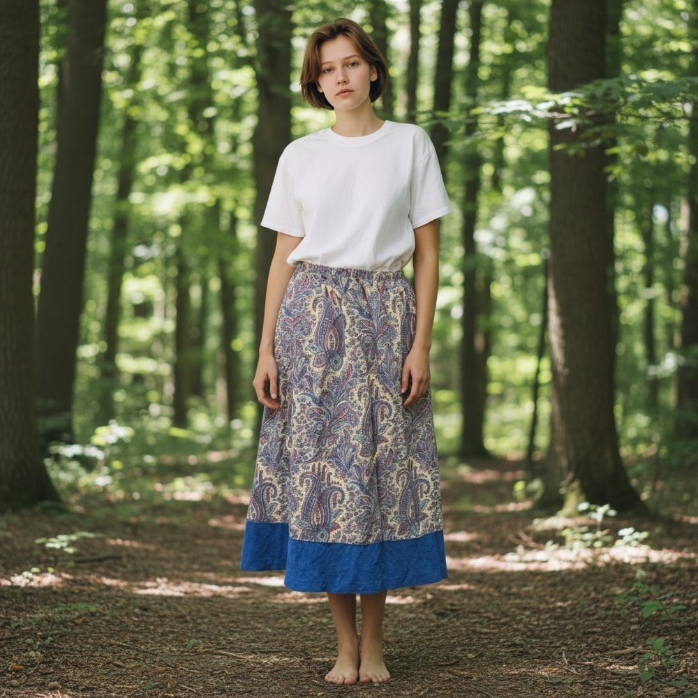 Union Made VTG Midi Skirt Size L* Paisley Tapestry  Forest Fairy Prairie Granny